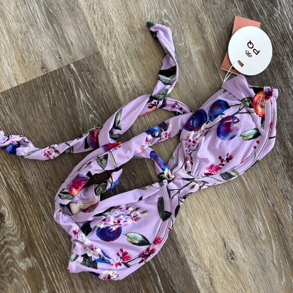 BNWT - PQ Swim Passionfruit Perla Halter Bikini Top & Basic Ruched Bottom - Sz S - Picture 6 of 9